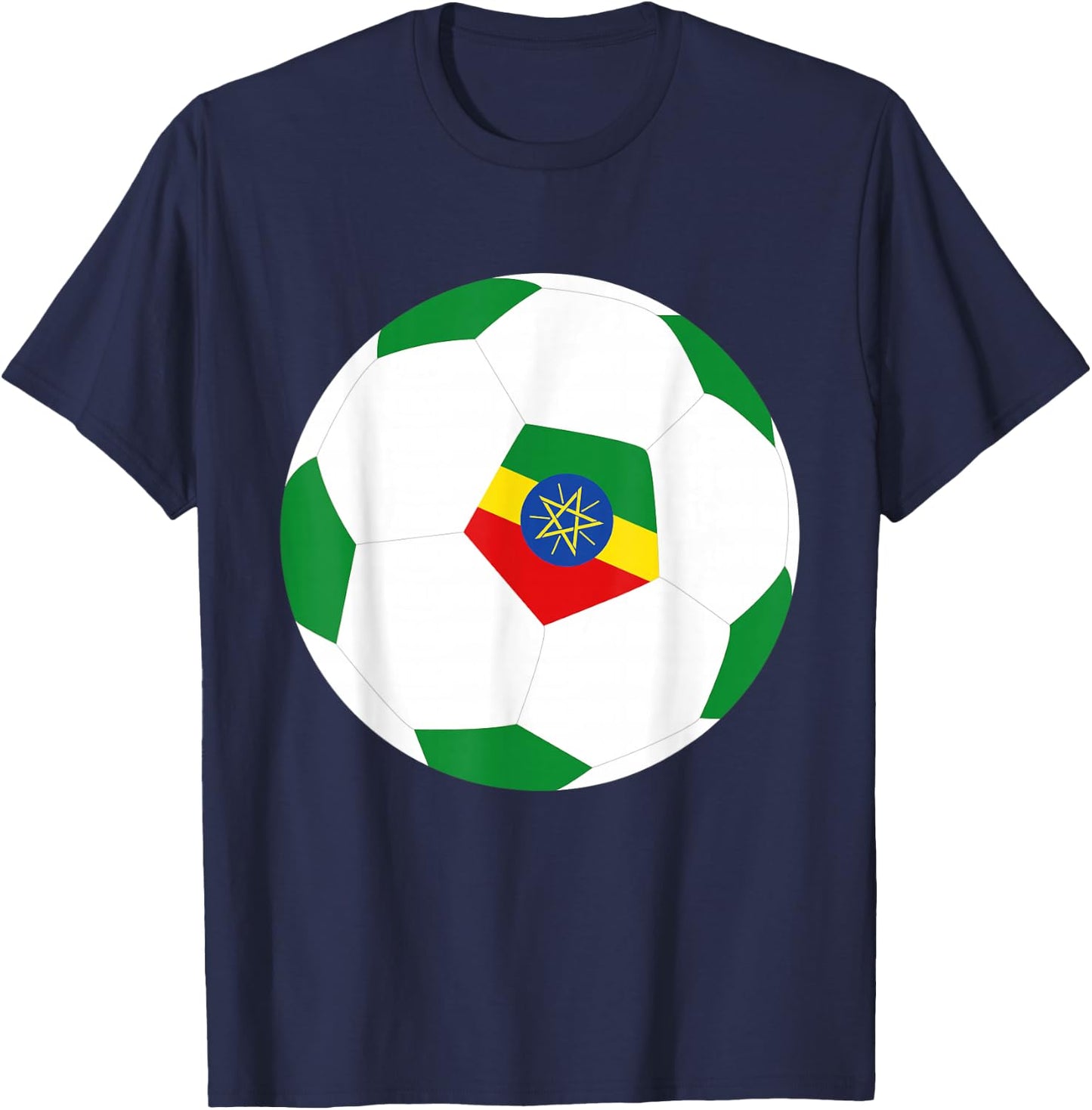 Ethiopia Soccer Ball Ethiopian Flag Jersey Pride Print T-Shirt - T-Shirt | Navy