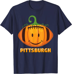 Pumpkin Halloween Costume Pittsburgh Football Cool Face T-Shirt - T-Shirt | Navy