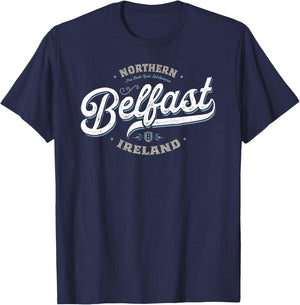 Belfast Northern Ireland - Vintage Retro City Travel Capital T-Shirt - T-Shirt | Navy