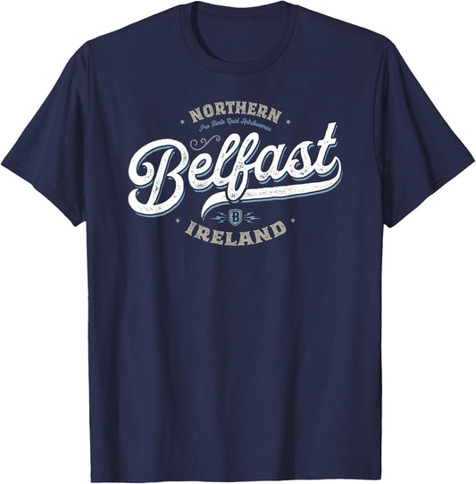 Belfast Northern Ireland - Vintage Retro City Travel Capital T-Shirt - T-Shirt | Navy