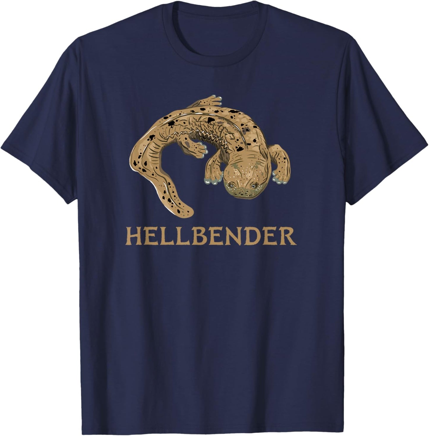 Hellbender Giant Salamander Cryptobranchus alleganiensis T-Shirt - T-Shirt | Navy