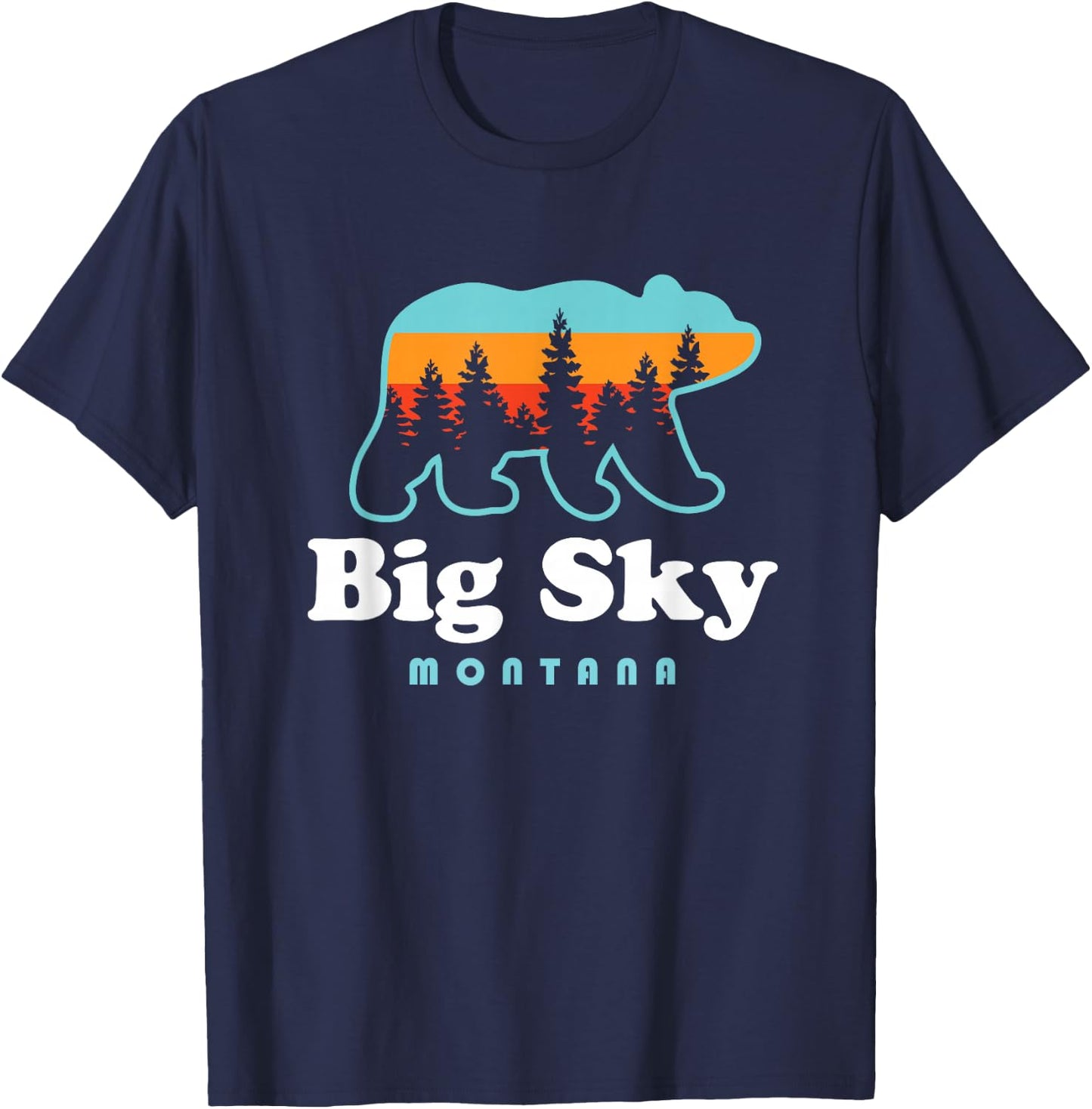 Big Sky Montana Bear Mountains Ski Trees T-Shirt - T-Shirt | Navy
