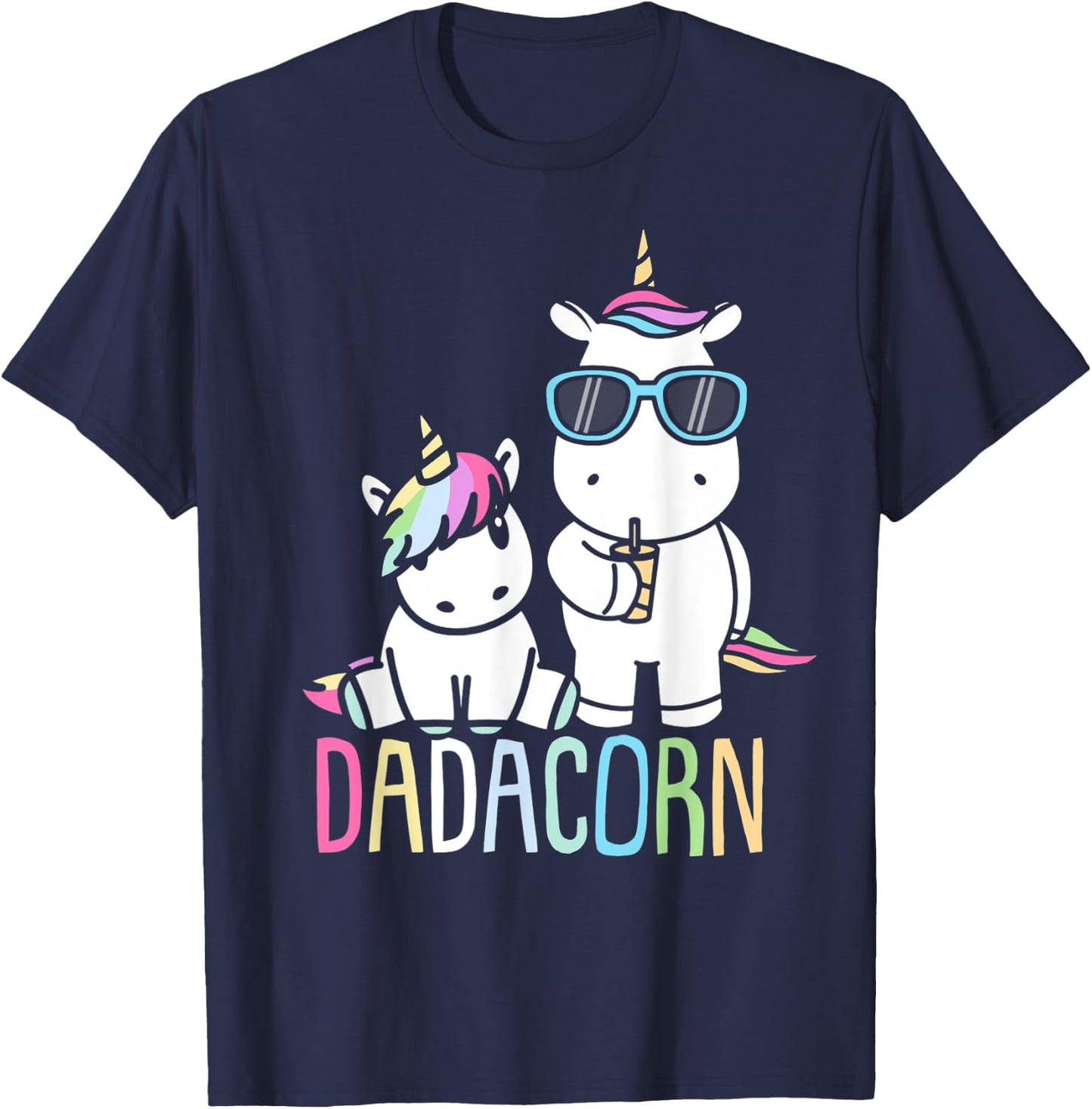 Funny Father's Day Dadacorn Shirt Unicorn Dad Baby T-Shirt - T-Shirt | Navy