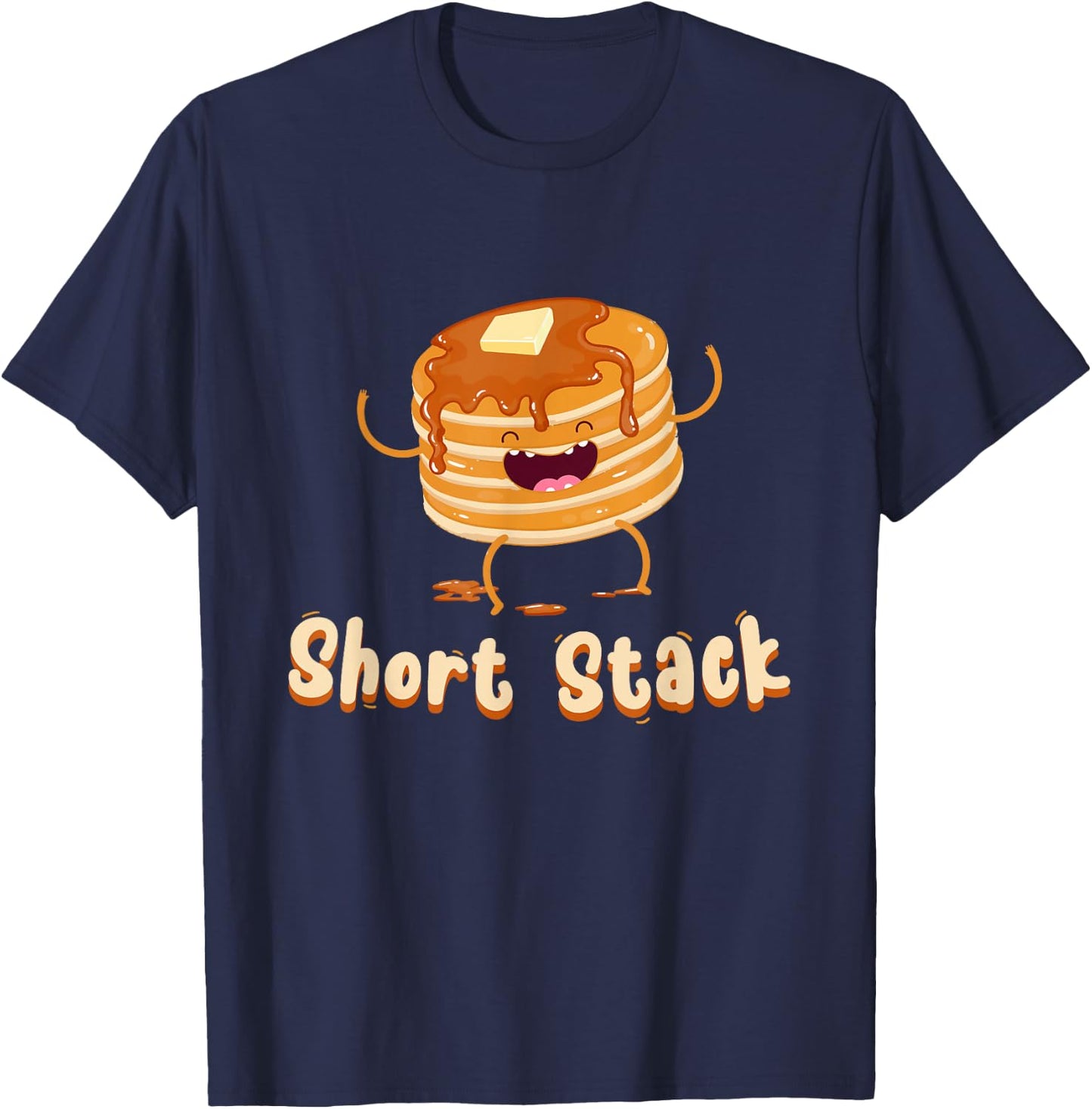 Short Stack of Pancakes Kawaii - Maple Syrup Day T-Shirt - T-Shirt | Navy