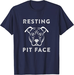 Resting Pit Face - Pitbull owners and Lovers T-Shirt - T-Shirt | Navy