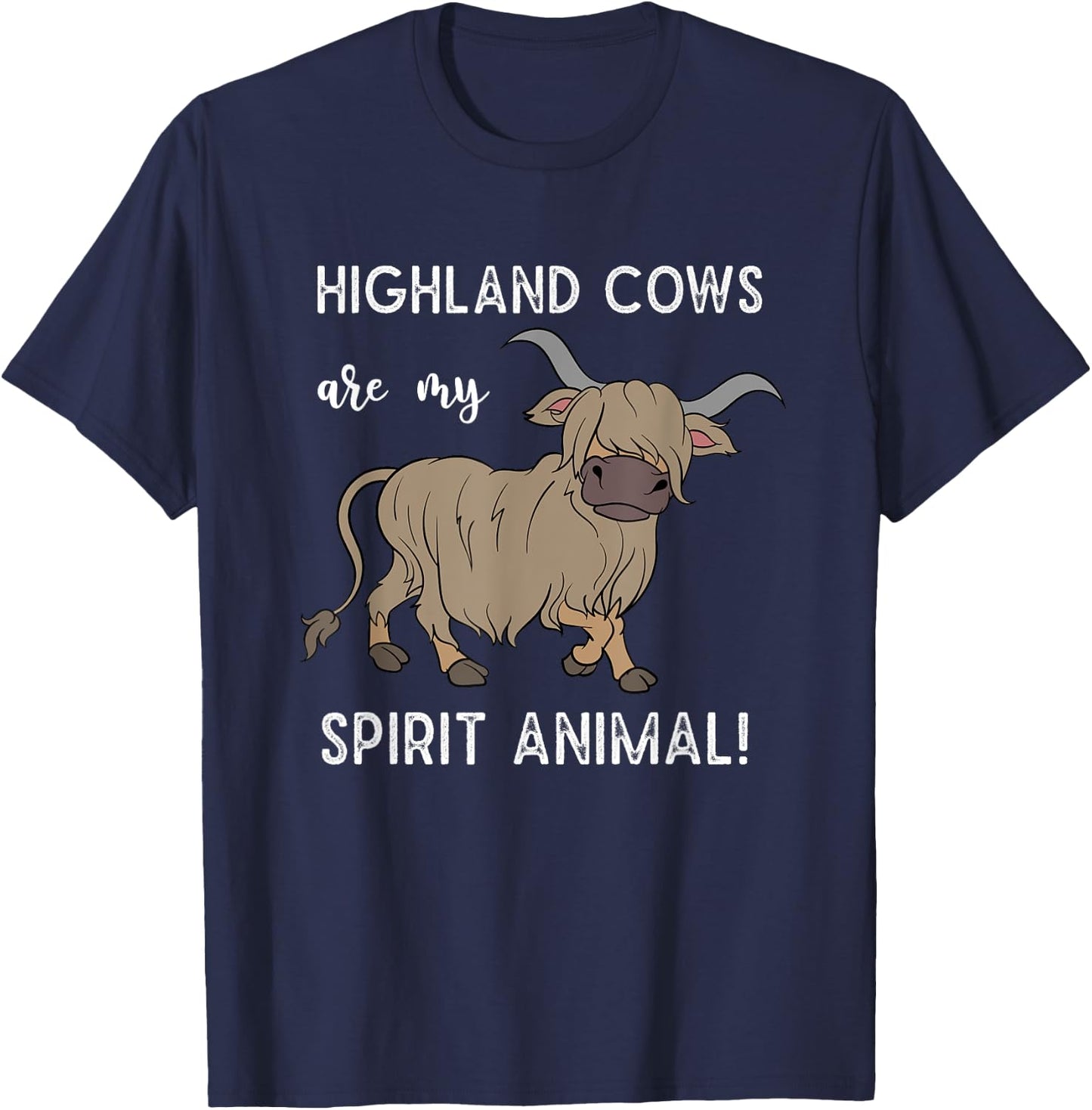 Scottish Farmer Gift Farm Animal Scotland Highland Cow T-Shirt - T-Shirt | Navy