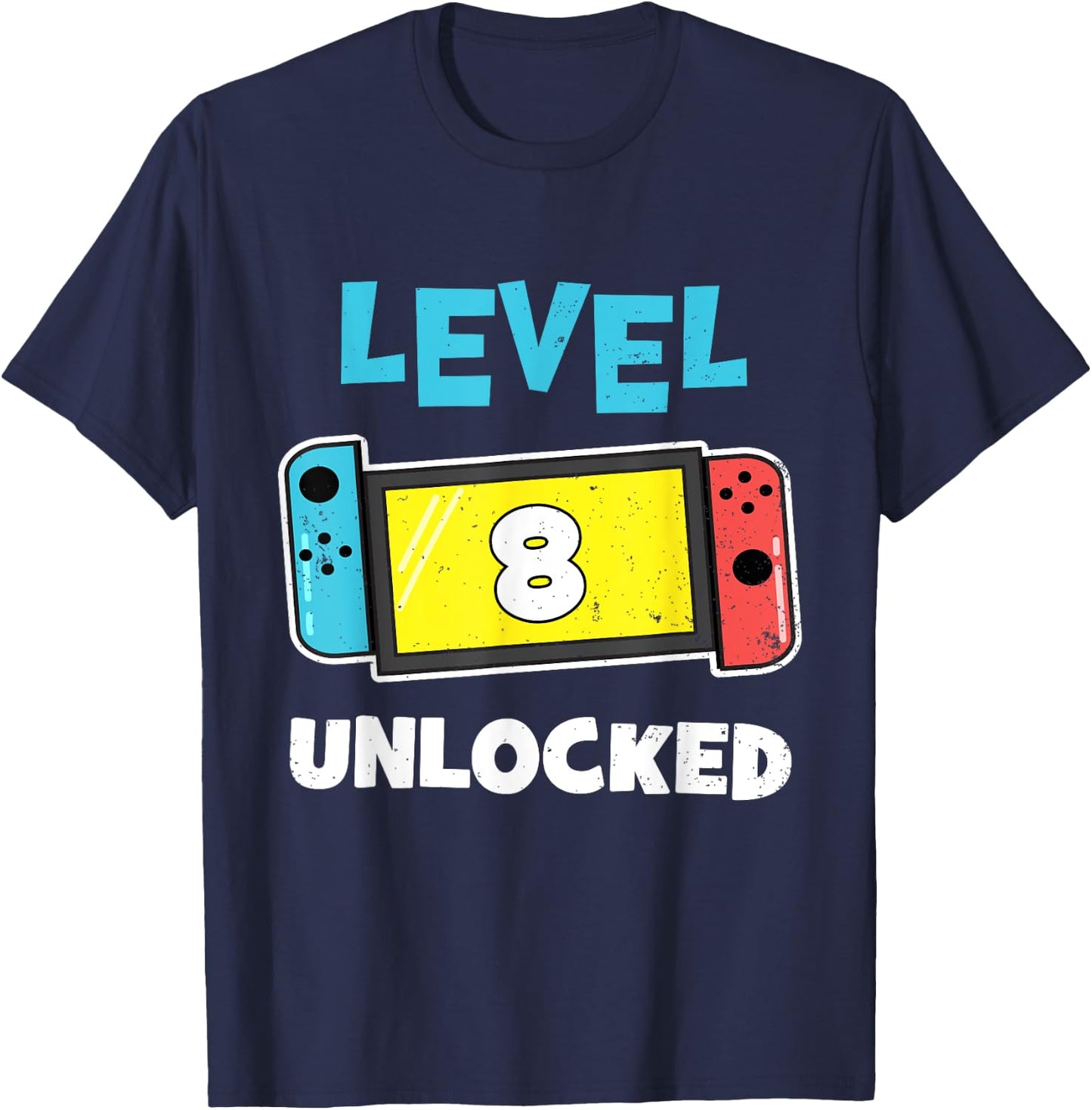 Level 8 unlocked Gamer 8th Birthday Video Game lovers T-Shirt - T-Shirt | Navy