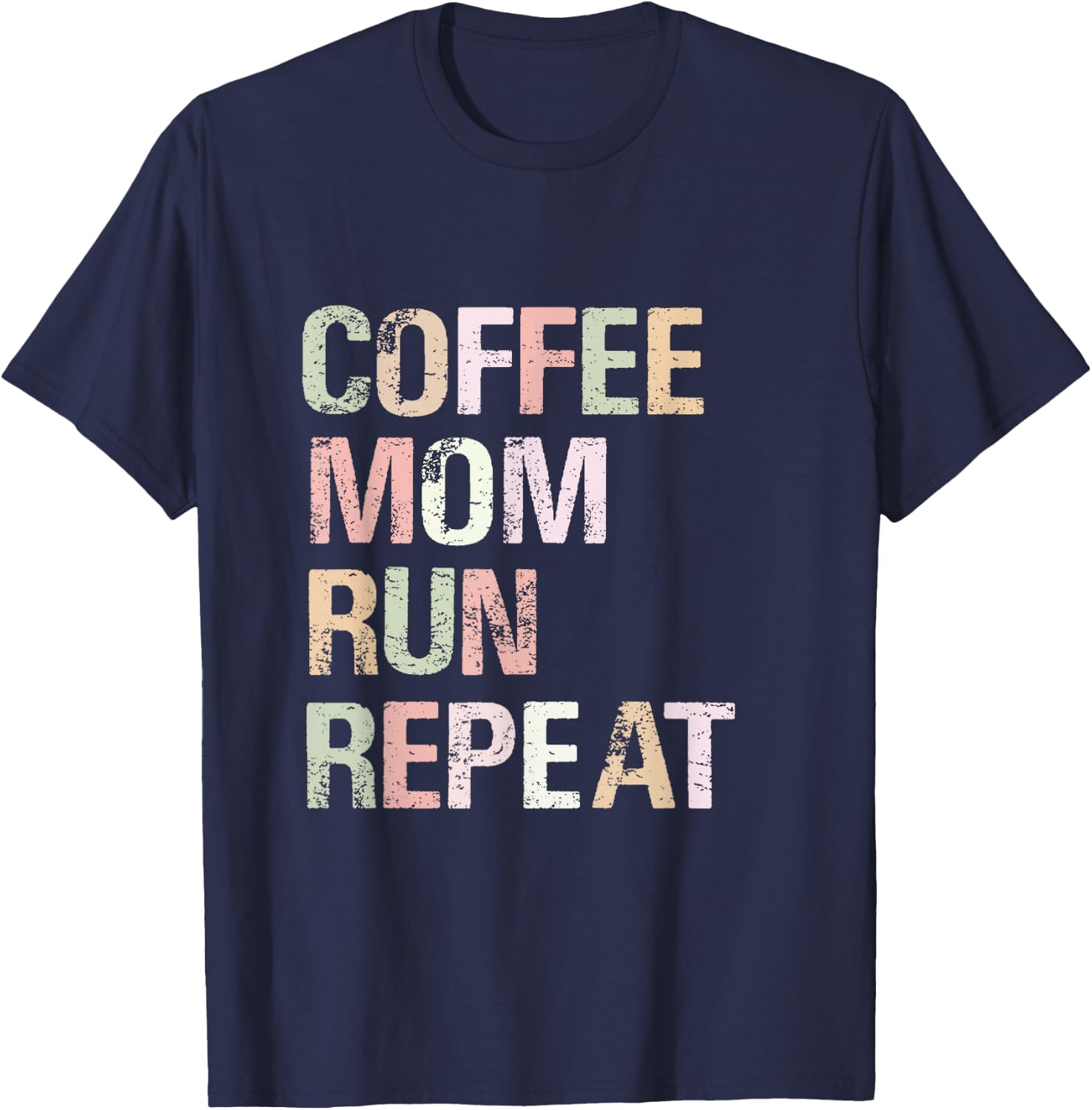 Coffee Mom Run Repeat Cool Women's Running Design T-Shirt - T-Shirt | Navy