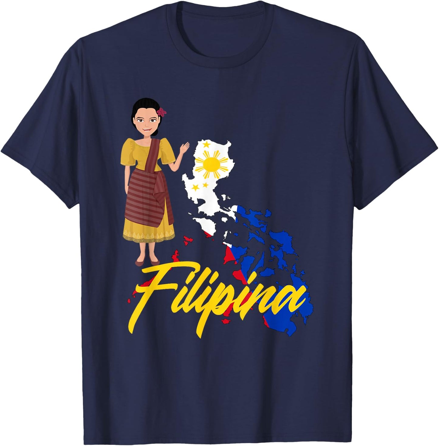 Pinay Proud Filipina Pride Woman Girl Funny Philippines T-Shirt - T-Shirt | Navy