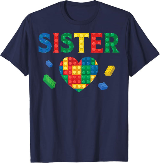 Sister Lover Master Builder Building Blocks Family Matching T-Shirt - T-Shirt | Navy