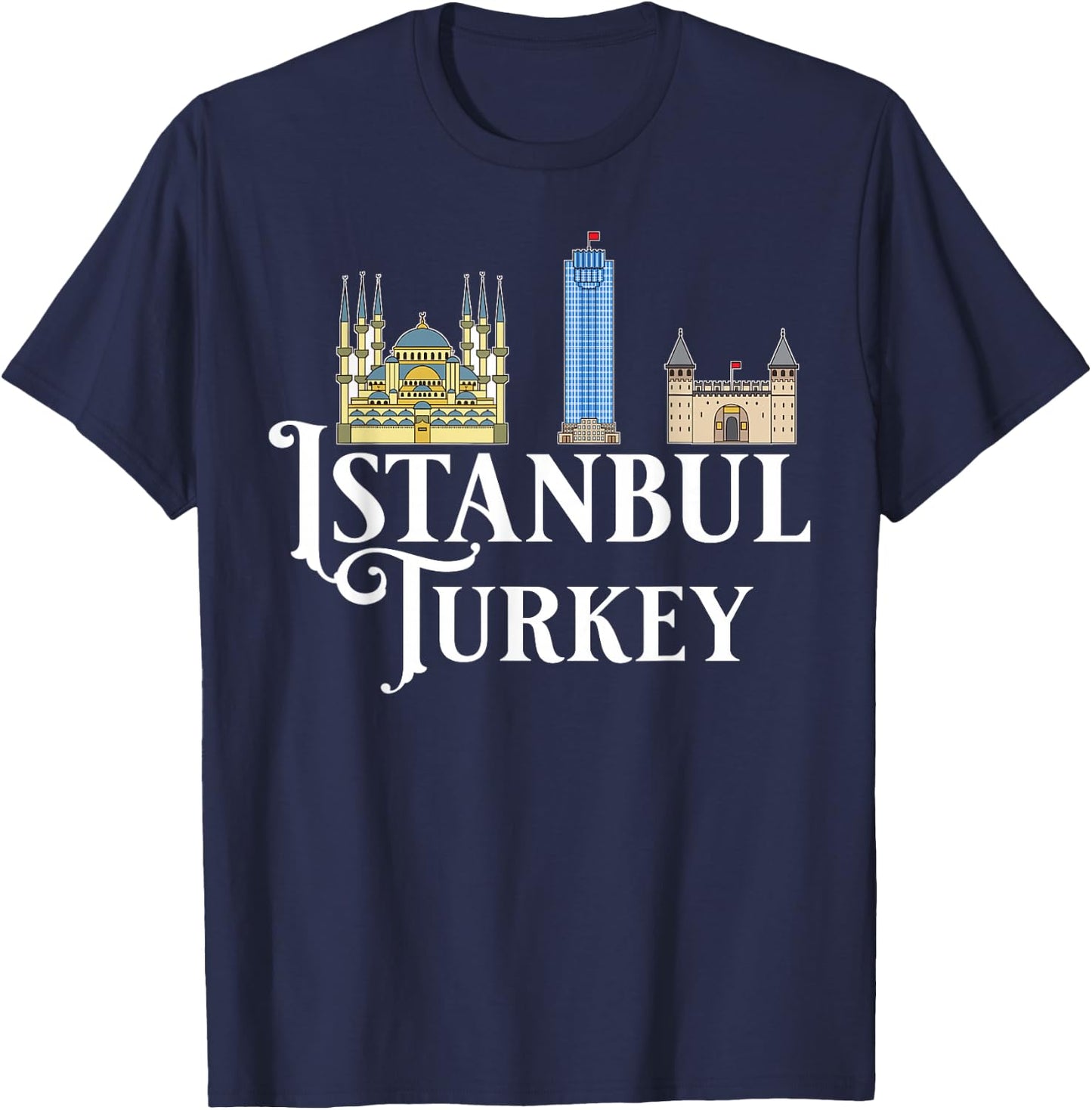 Istanbul Turkey City Skyline Map Travel T-Shirt - T-Shirt | Navy