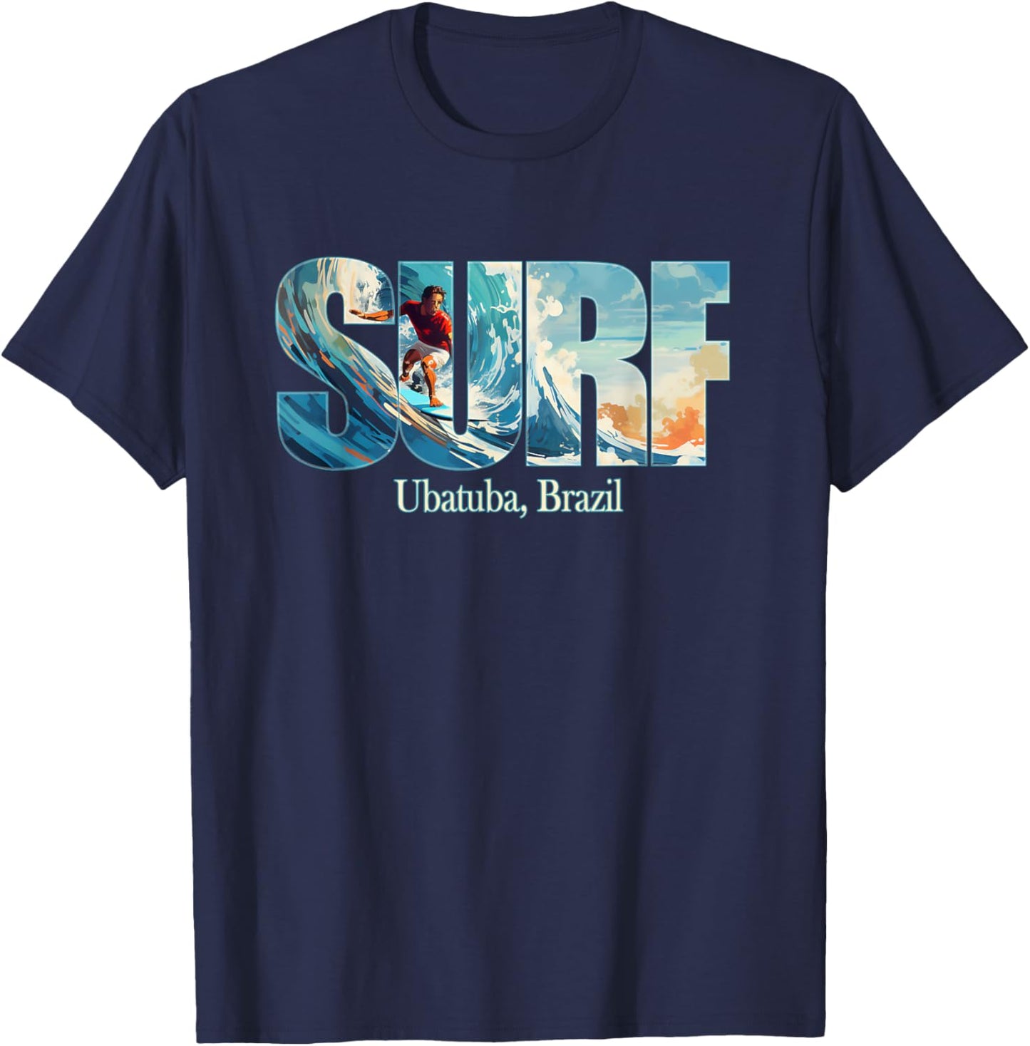 Ubatuba, Brazil Beach Surfing Men Women Girls Kids T-Shirt - T-Shirt | Navy