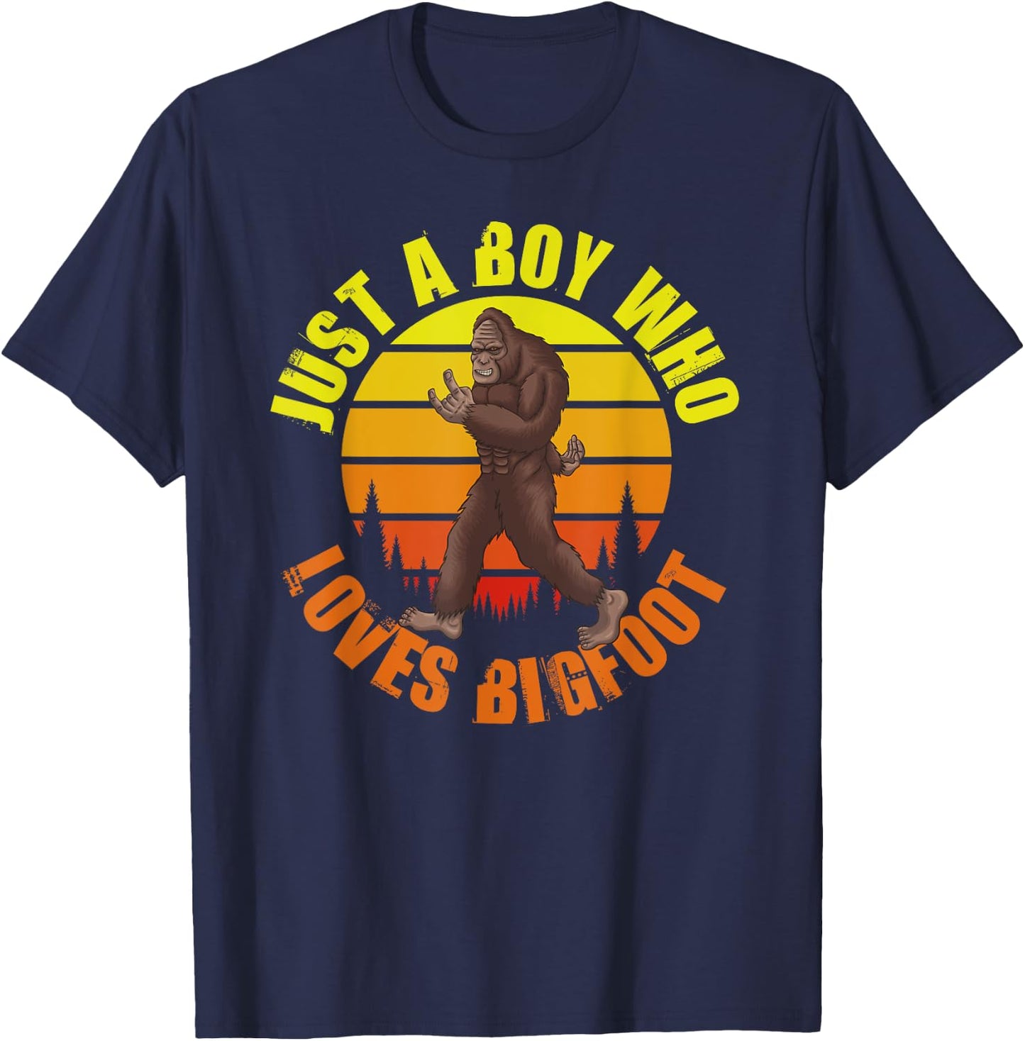 Just A Boy Who Loves Bigfoot T-Shirt - T-Shirt | Navy