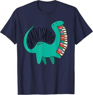 Funny Book Readosaurus Dinosaur Books Library Reading Lovers Small T-Shirt - T-Shirt | Navy
