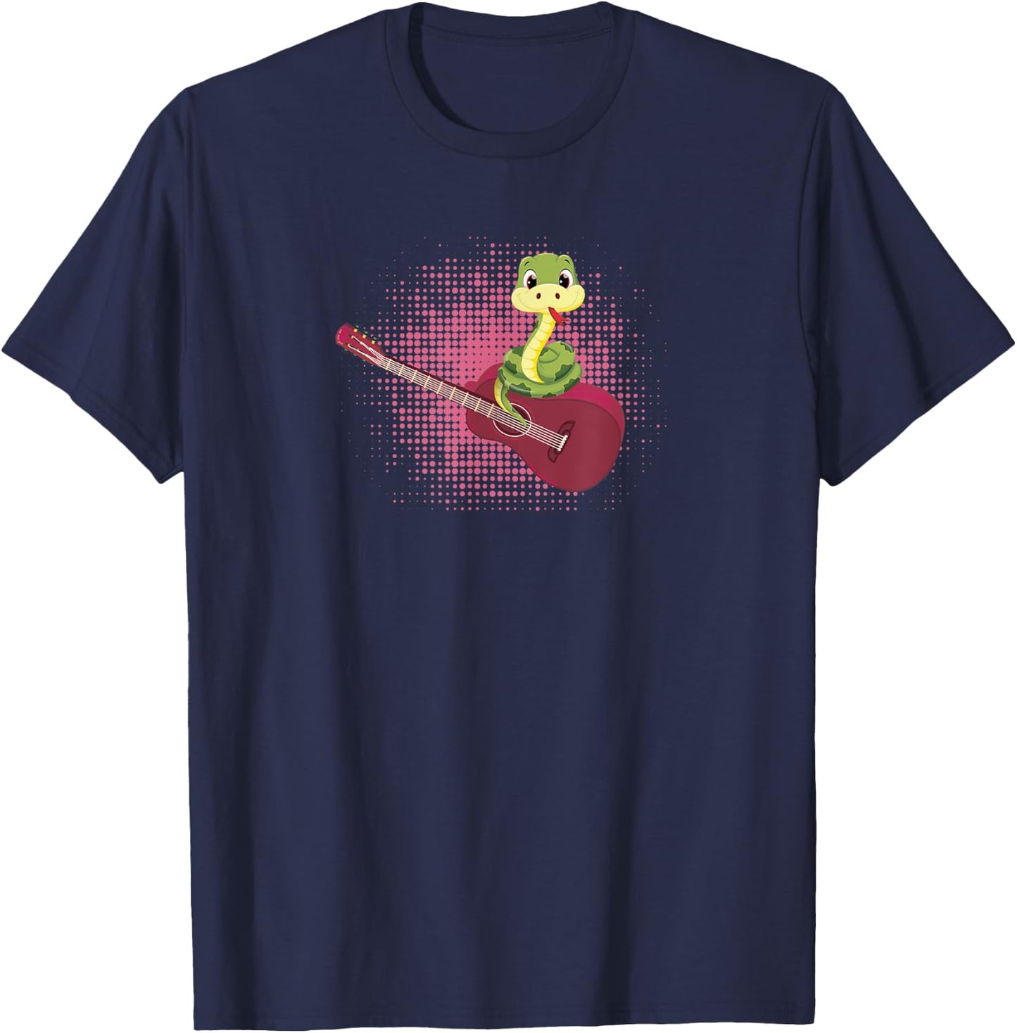 Snake Playing Acoustic Guitar Musical Fans Band Reptile snek T-Shirt - T-Shirt | Navy