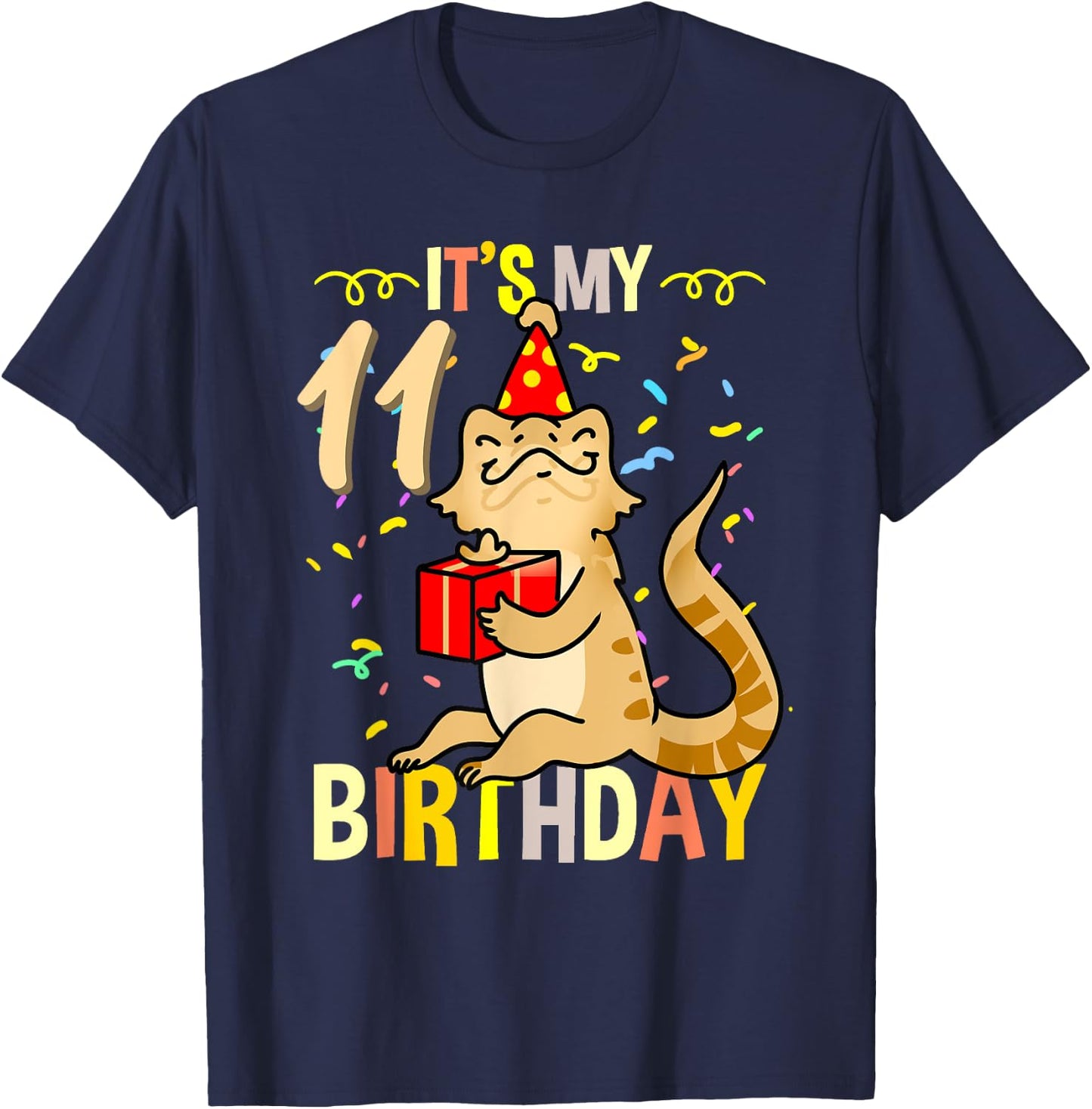 Its My 11th Birthday Bearded Dragon Lizard Lover T-Shirt - T-Shirt | Navy