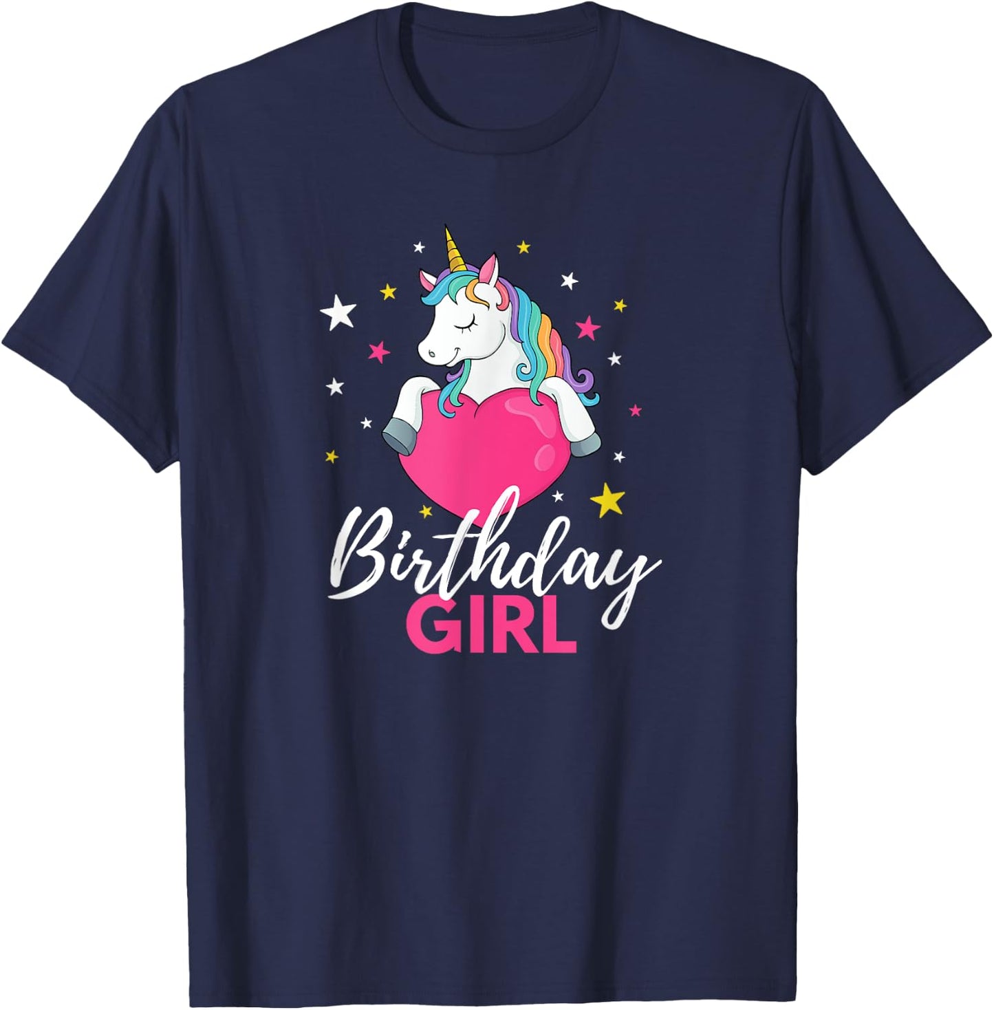 Birthday Girl Unicorn T-Shirt - T-Shirt | Navy