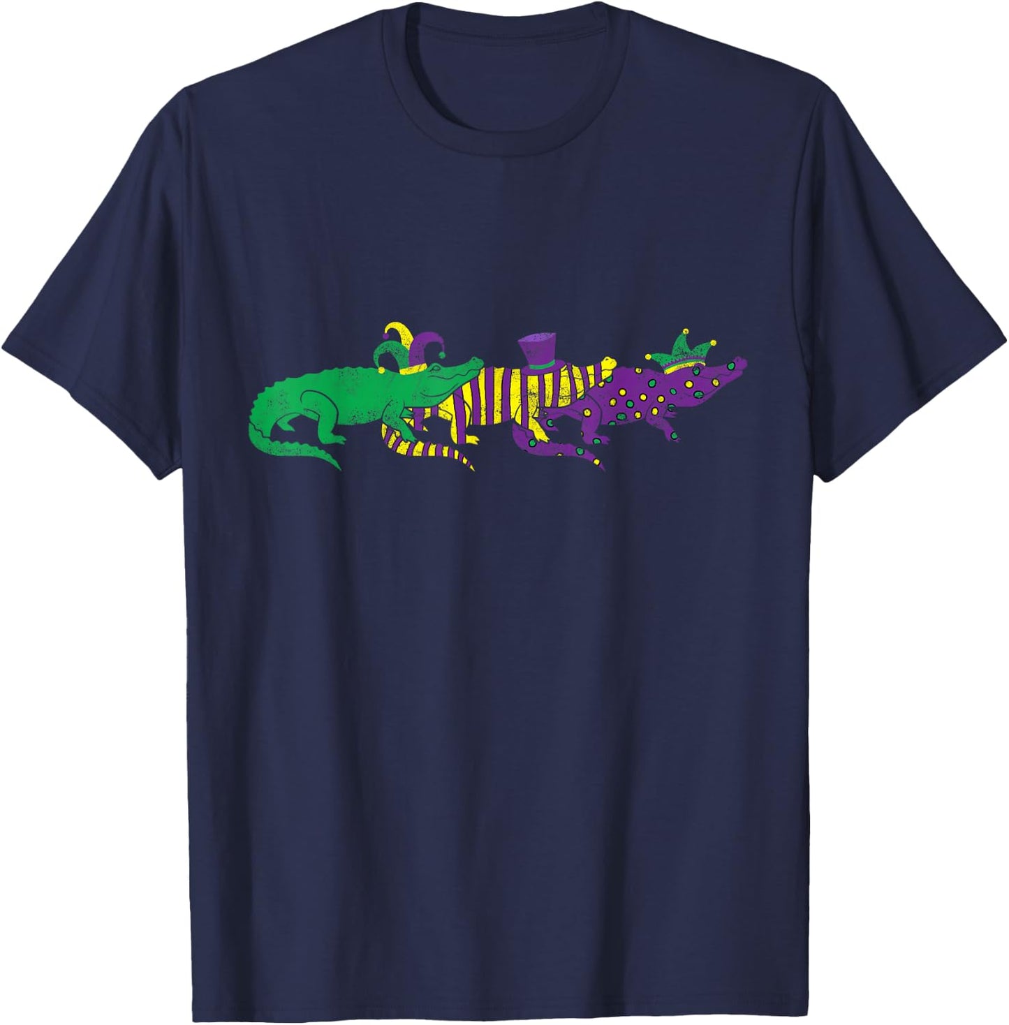 Mardi Gras Alligator Beads Festival Animals Lover Jester Hat T-Shirt - T-Shirt | Navy