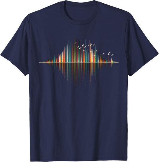 The Sounds Of Nature Retro Music Sound Wave T-Shirt - T-Shirt | Navy