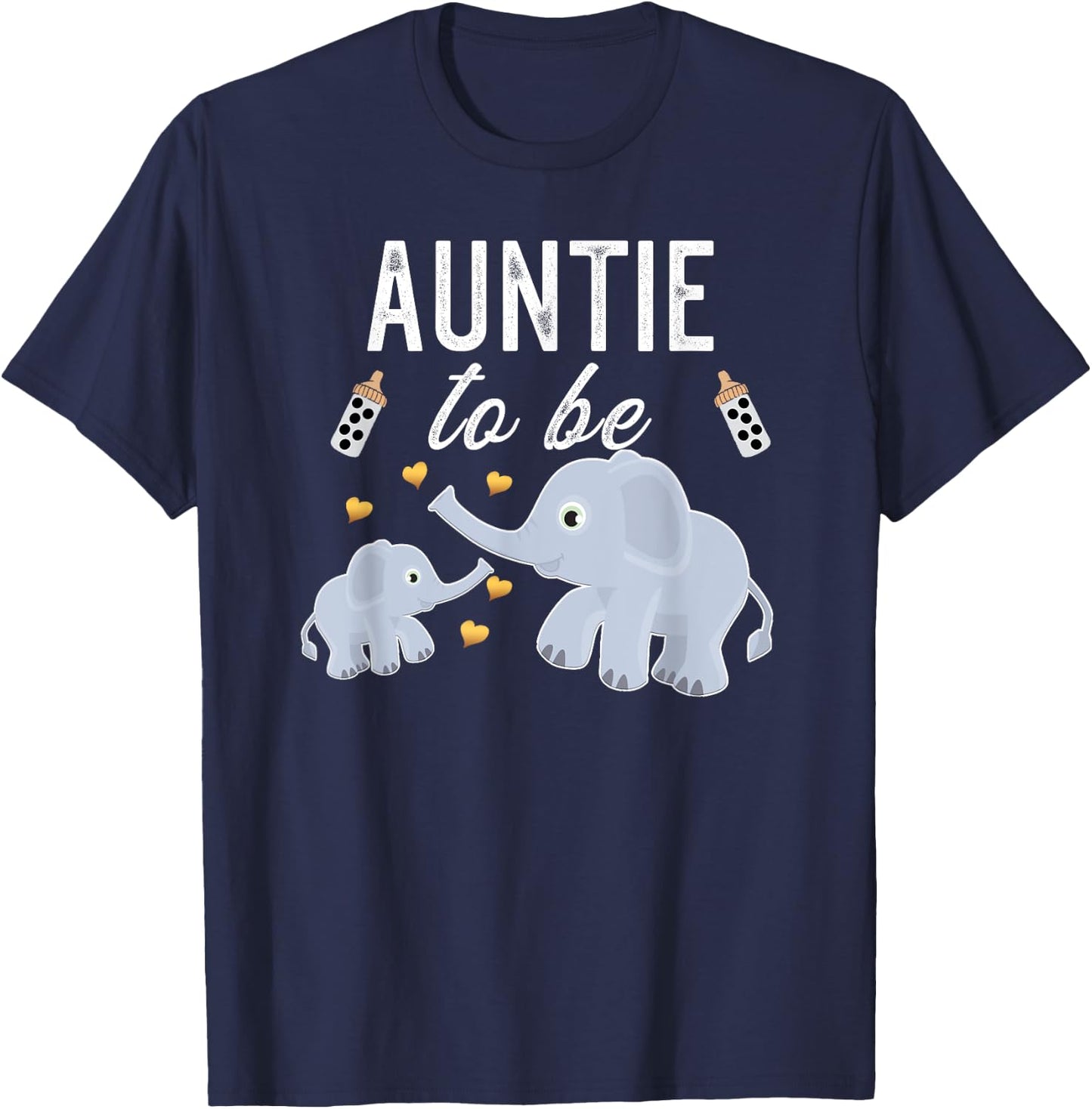 Auntie To Be Elephant Baby Shower Auntie T-Shirt - T-Shirt | Navy