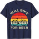 Will Bike for Beer - Funny Cycling & Beer Lover T-Shirt - T-Shirt | Navy