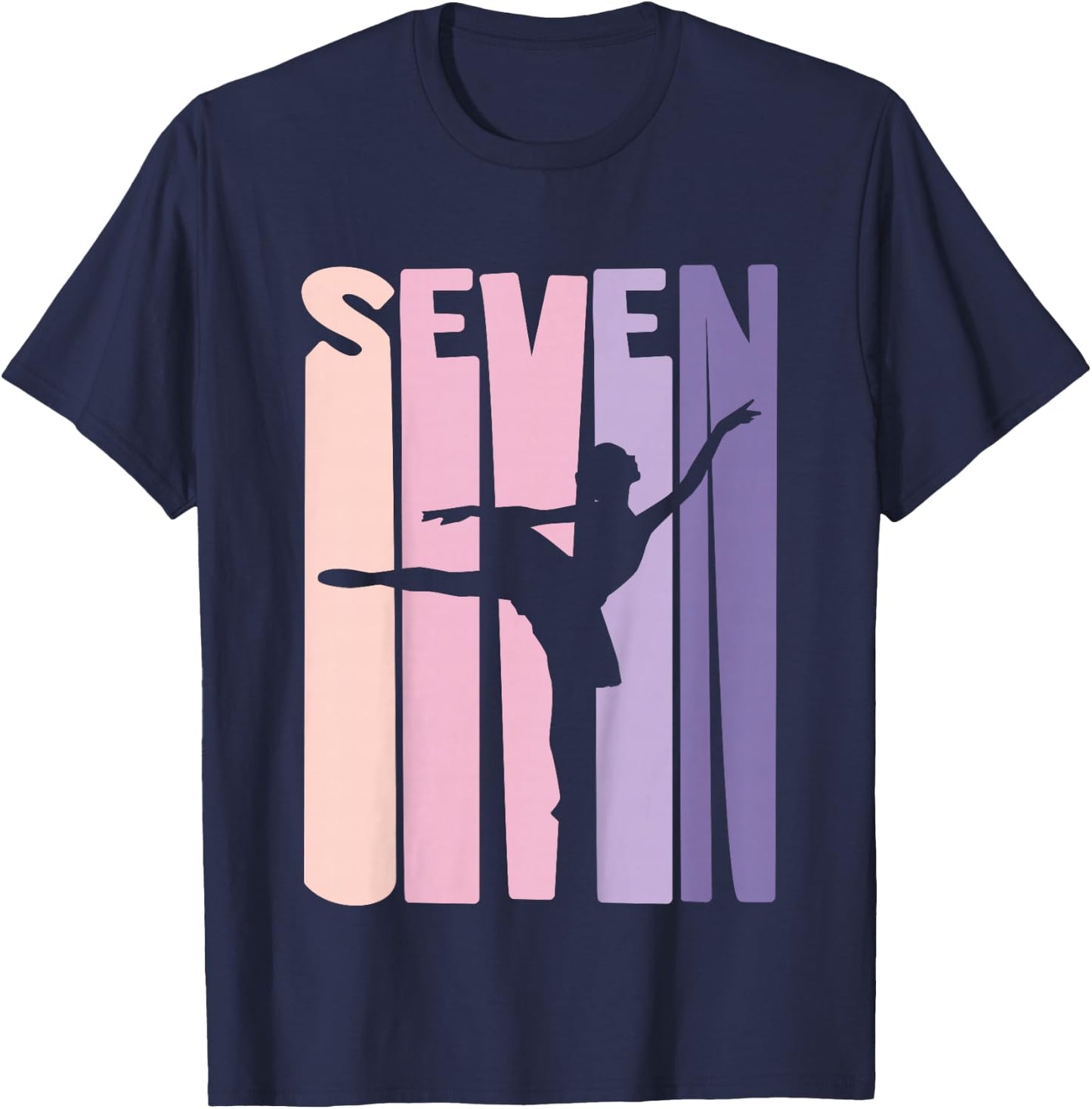 7th Birthday Gift Ballet Dancer 7 Years old Ballerina Girl T-Shirt - T-Shirt | Navy