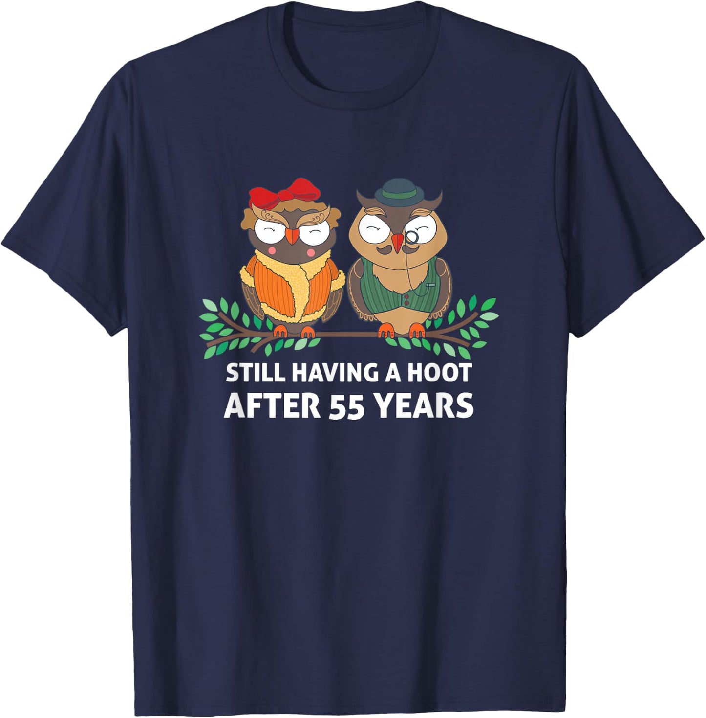Funny 55th Wedding Anniversary Gift Couple Owls T-Shirt - T-Shirt | Navy
