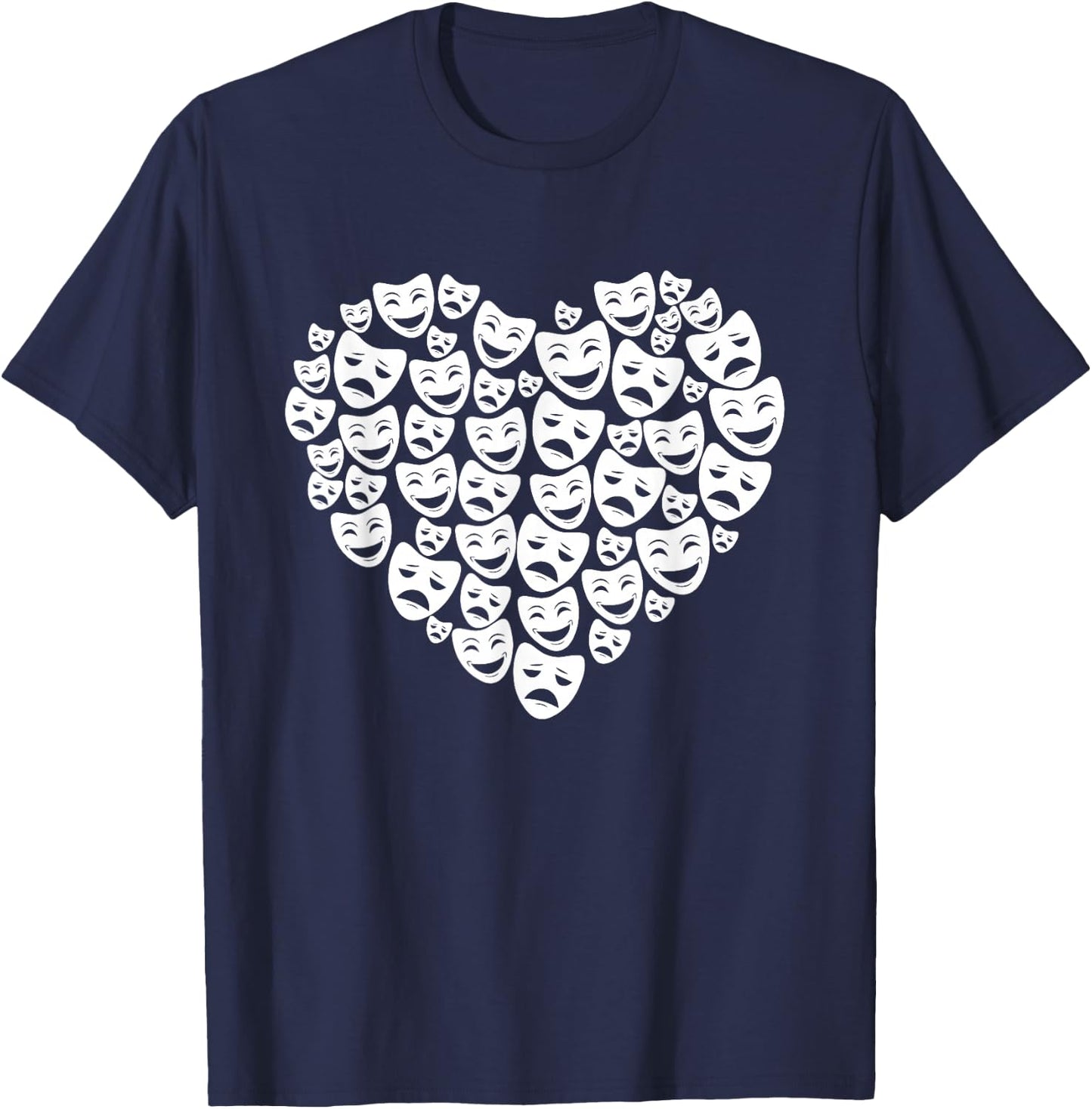 Drama Theatre Mask Lover Heart Gift Actress T-Shirt - T-Shirt | Navy
