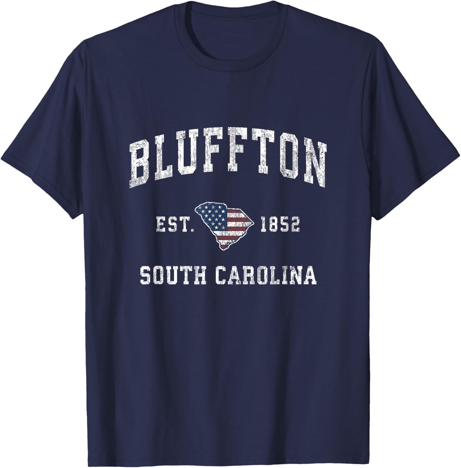 Bluffton South Carolina SC Vintage American Flag Design T-Shirt - T-Shirt | Navy