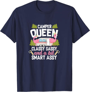 RV Camping Camper Classy Sassy and a Bit Smart Assy Flamingo T-Shirt - T-Shirt | Navy