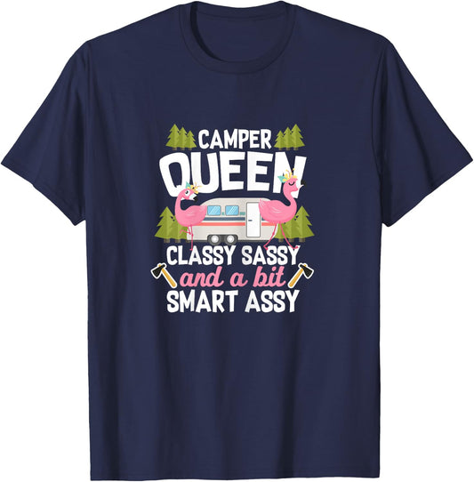 RV Camping Camper Classy Sassy and a Bit Smart Assy Flamingo T-Shirt - T-Shirt | Navy