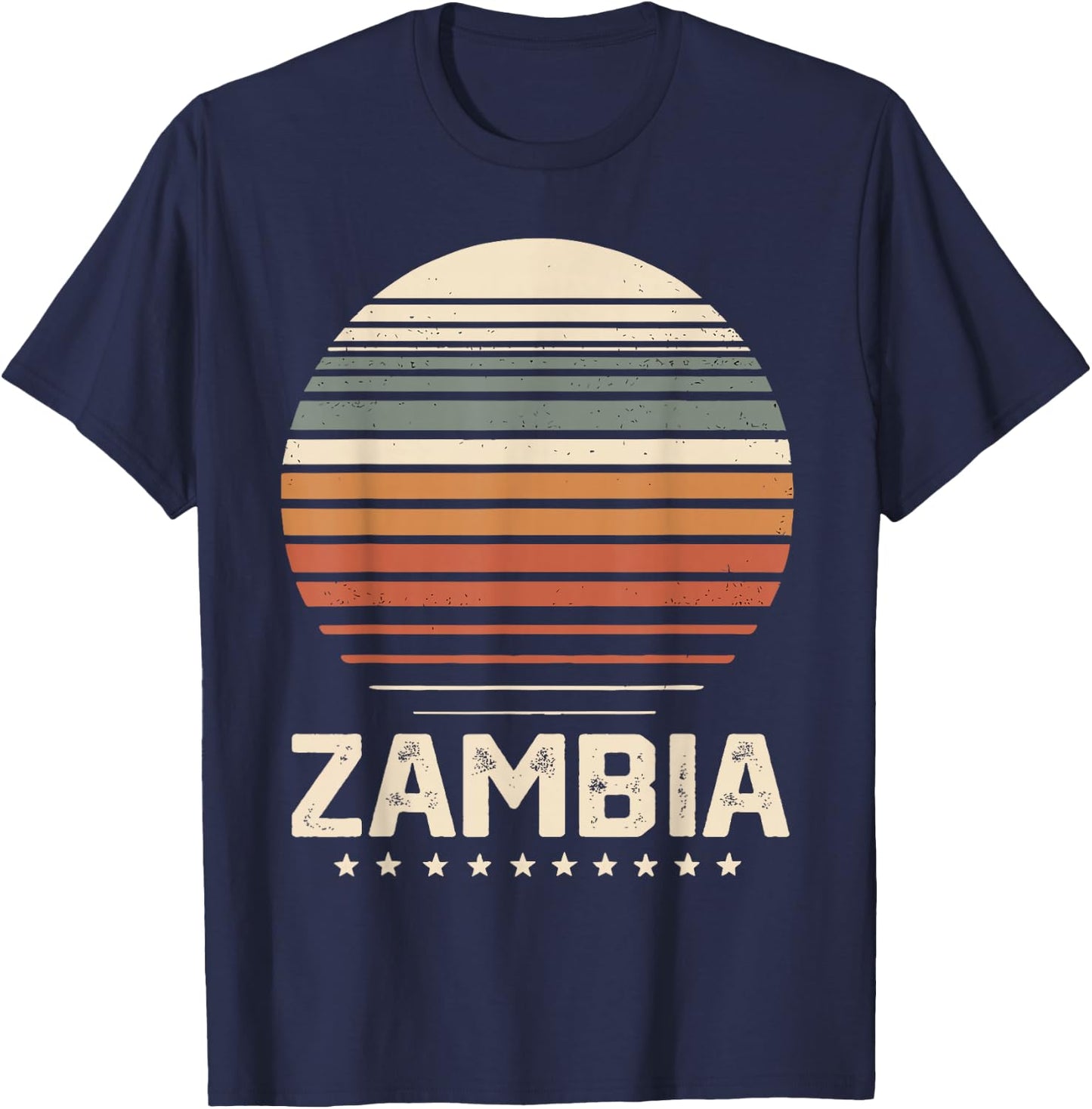 Zambia Vintage Retro I Love Zambia T-Shirt - T-Shirt | Navy