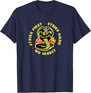 Cobra Kai Strike First Cobra Logo TV Show T-Shirt - T-Shirt | Navy