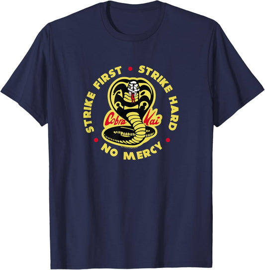 Cobra Kai Strike First Cobra Logo TV Show T-Shirt - T-Shirt | Navy