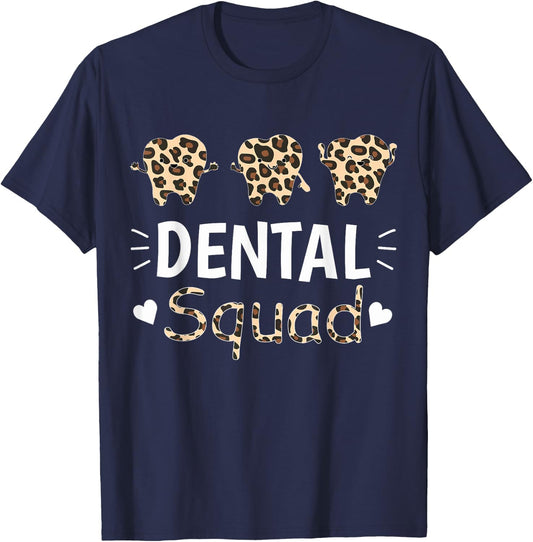 Leopard Dental Squad Costume Dental Assistant Women T-Shirt - T-Shirt | Navy