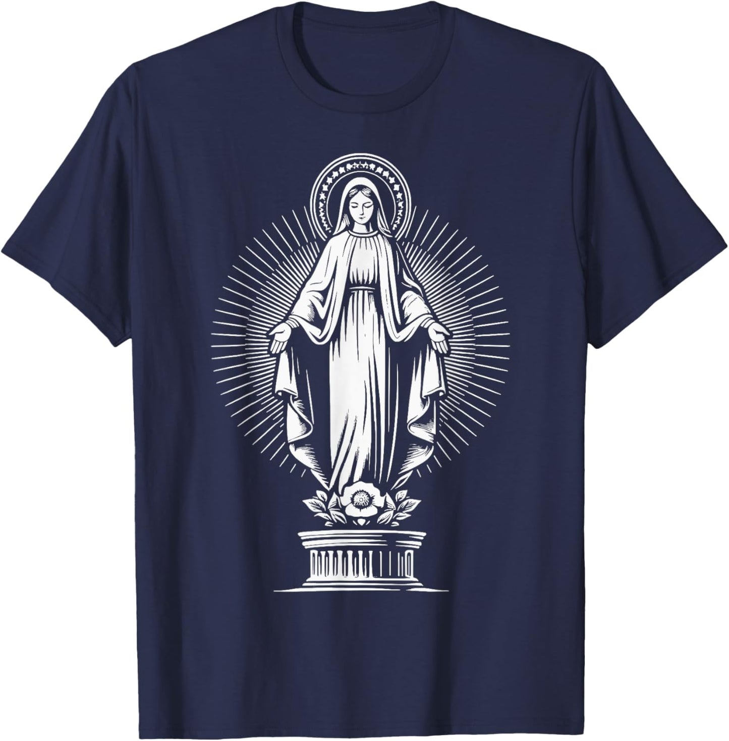 Our Lady of the Pillar Powerful Symbol Saint Mary Mother T-Shirt - T-Shirt | Navy