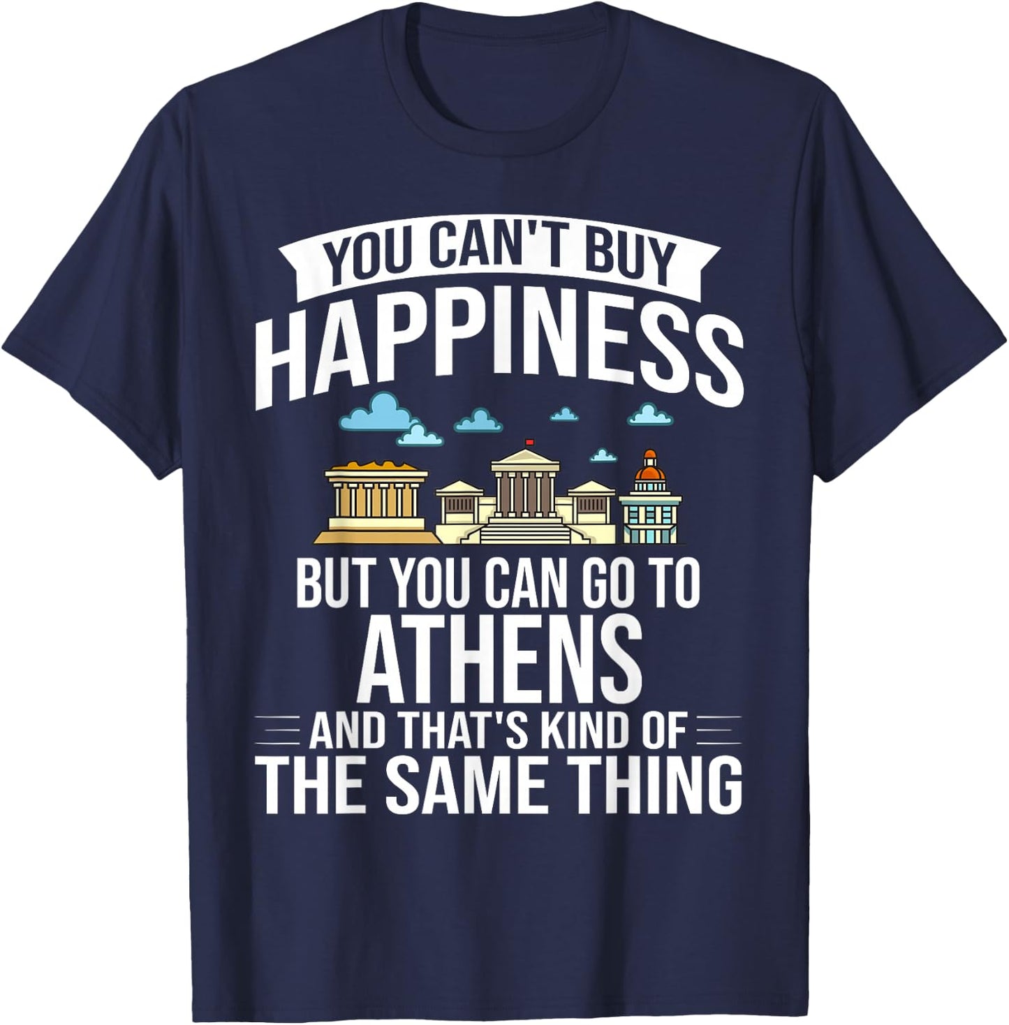 Athens Greece City Skyline Map Travel T-Shirt - T-Shirt | Navy