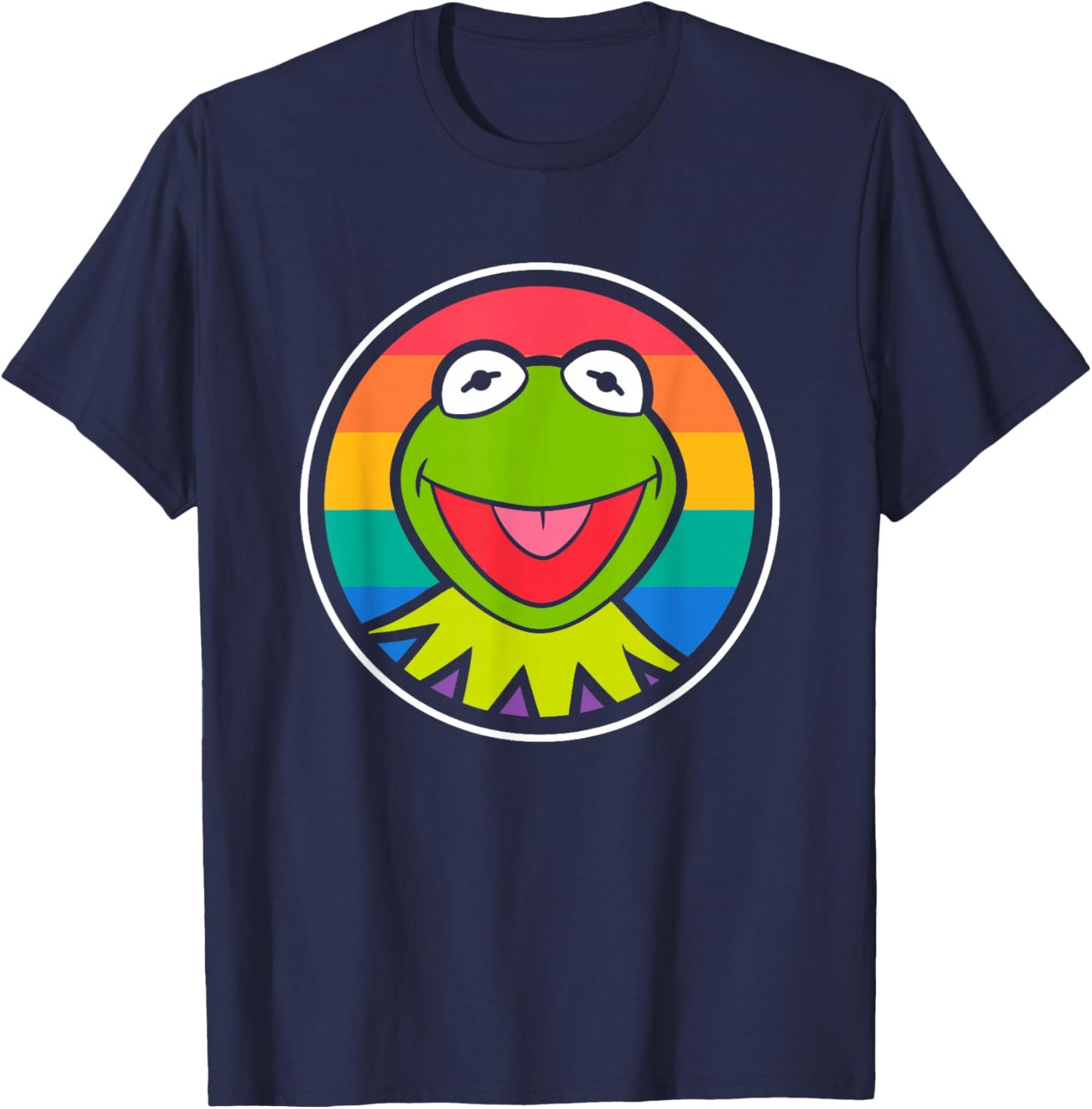 Disney The Muppets Kermit Rainbow Face Portrait T-Shirt - T-Shirt | Navy