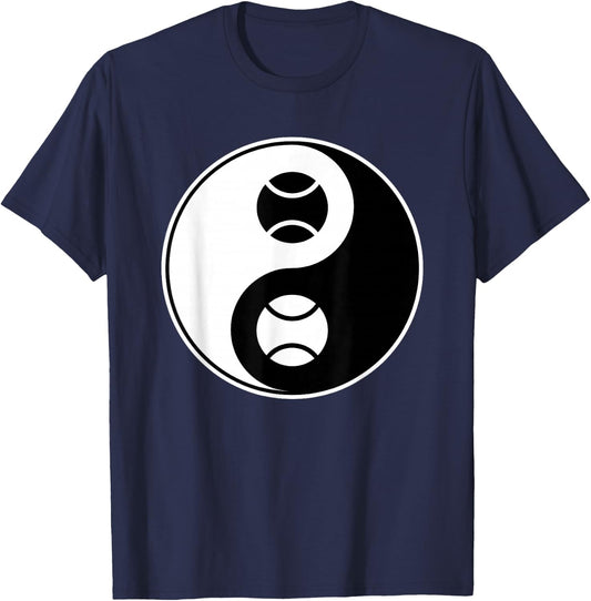 Yin Yang - Tennis Lawn Sports - Buddhist Zhen Spiritual T-Shirt - T-Shirt | Navy