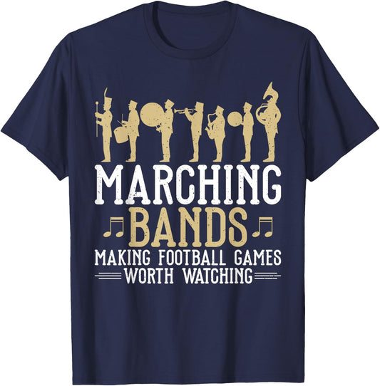 Marching Bands making Football Games worth Watching Band T-Shirt - T-Shirt | Navy