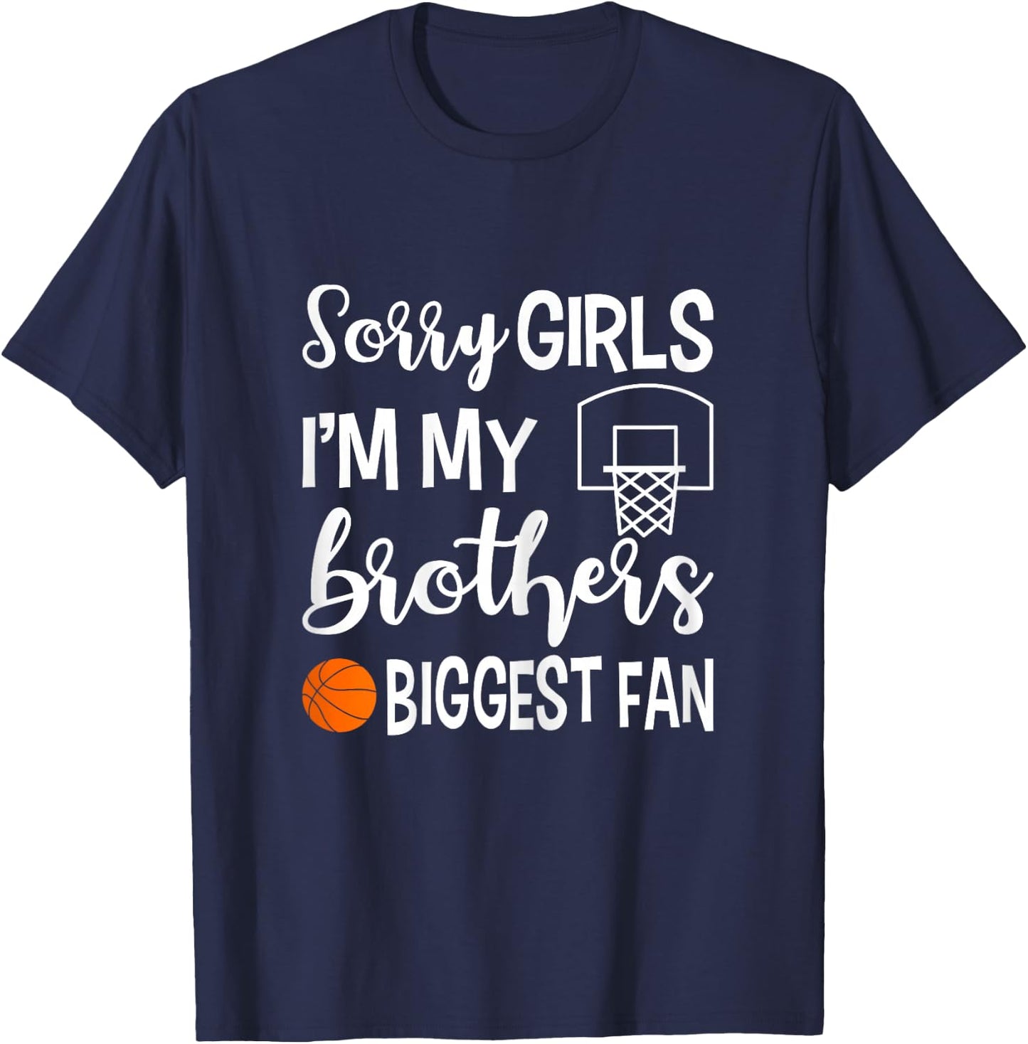Basketball Sister Biggest Fan Little Sister Gift T-Shirt - T-Shirt | Navy