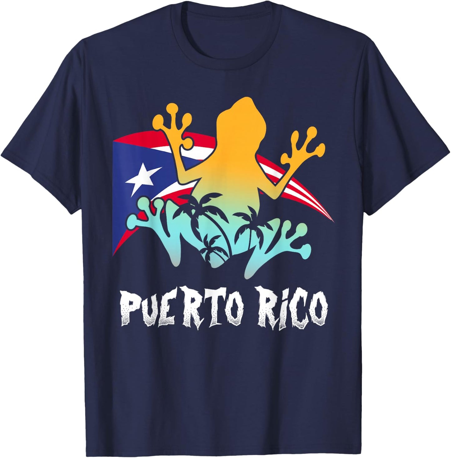 Distressed Style Puerto Rico Frog Gift design Puerto Rico! T-Shirt - T-Shirt | Navy