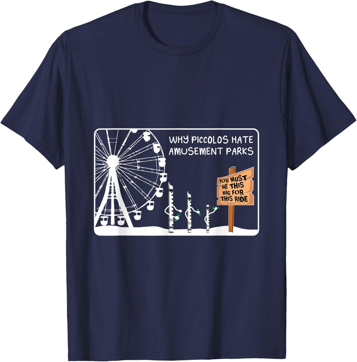 Piccolo Funny Flute Player T-Shirt - T-Shirt | Navy