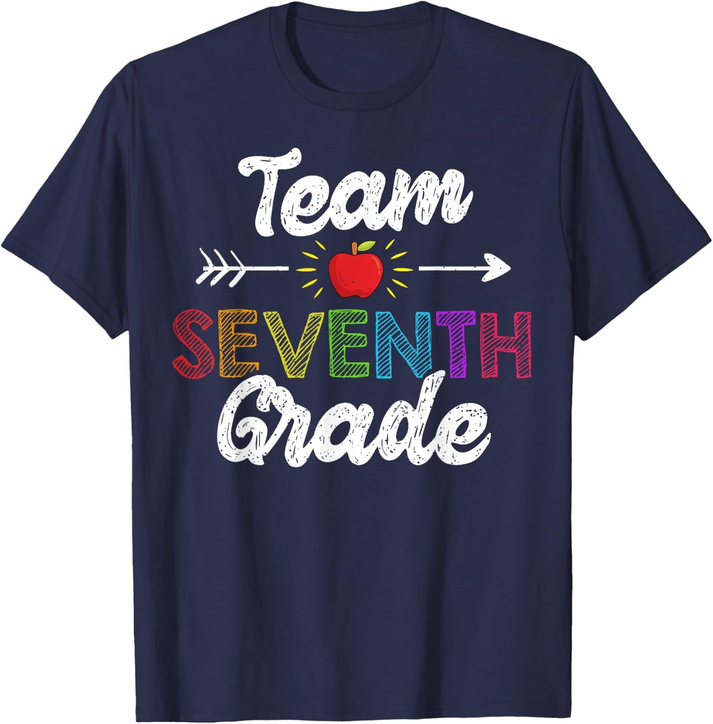 Team Seventh Grade Teacher Student Funny Back To School Gift Women Girls Kids T-Shirt - T-Shirt | Navy