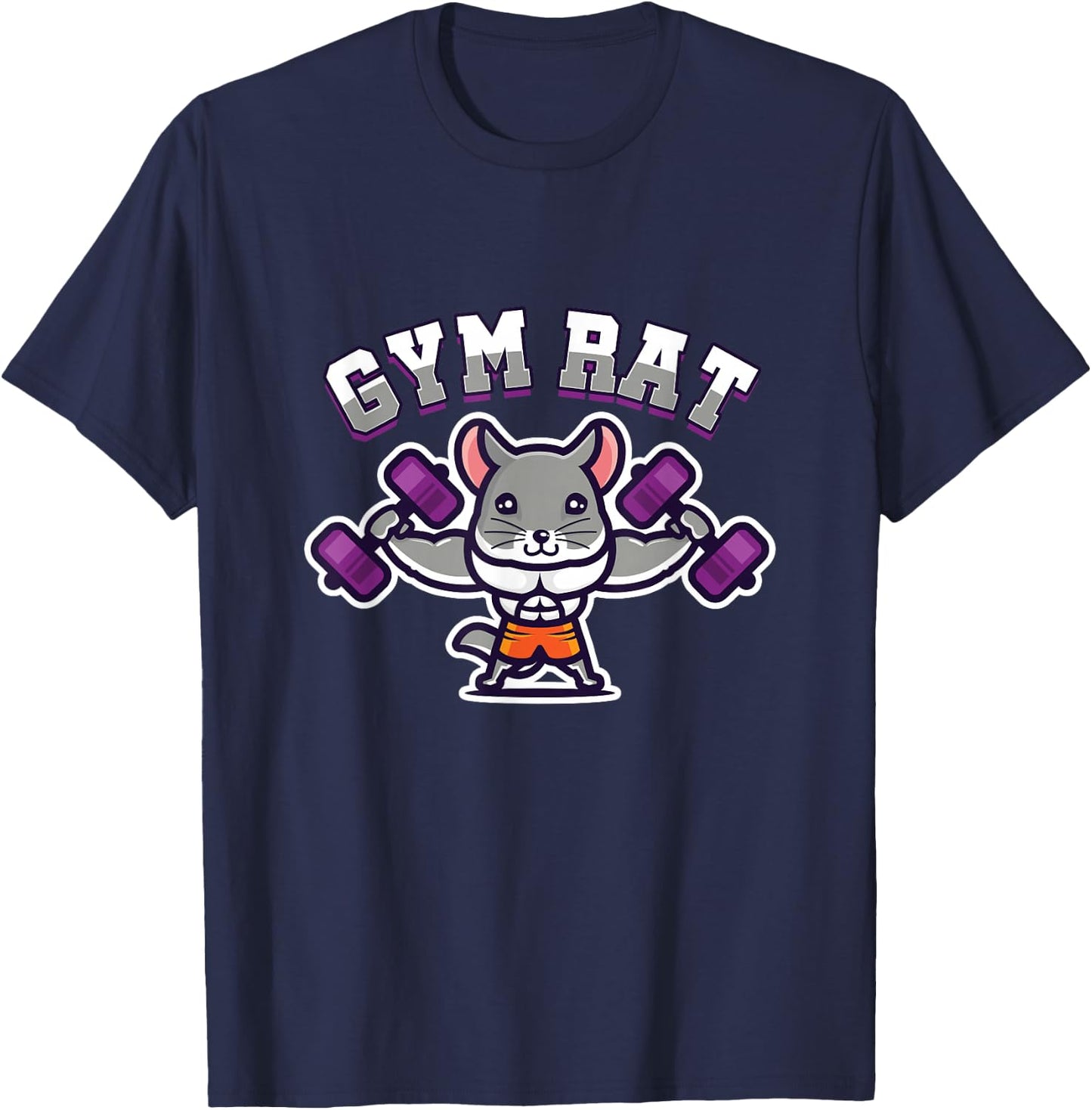 Cute Mouse Owner Exercise Workout Fitness Enthusiast Gym Advice T-Shirt - T-Shirt | Navy