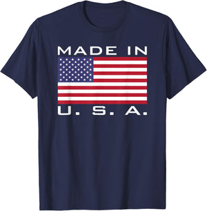 Born & Raised in Usa Flag American Made Bred America T-Shirt - T-Shirt | Navy