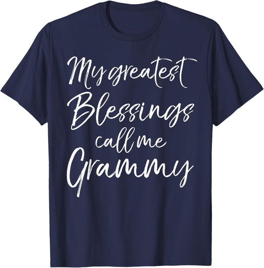 Christian Grandma Gift My Greatest Blessings Call Me Grammy T-Shirt - T-Shirt | Navy