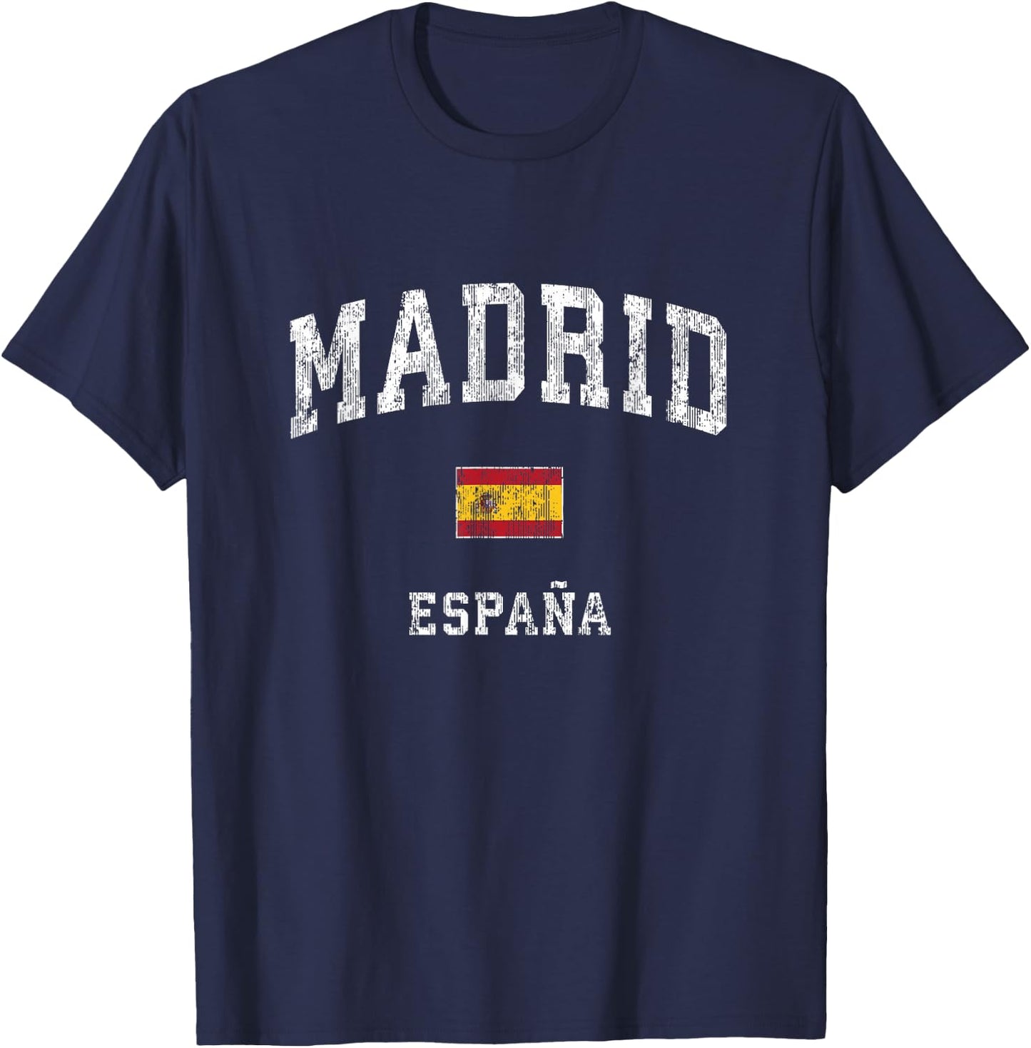 Madrid Spain Espana Vintage Athletic Sports Design T-Shirt - T-Shirt | Navy