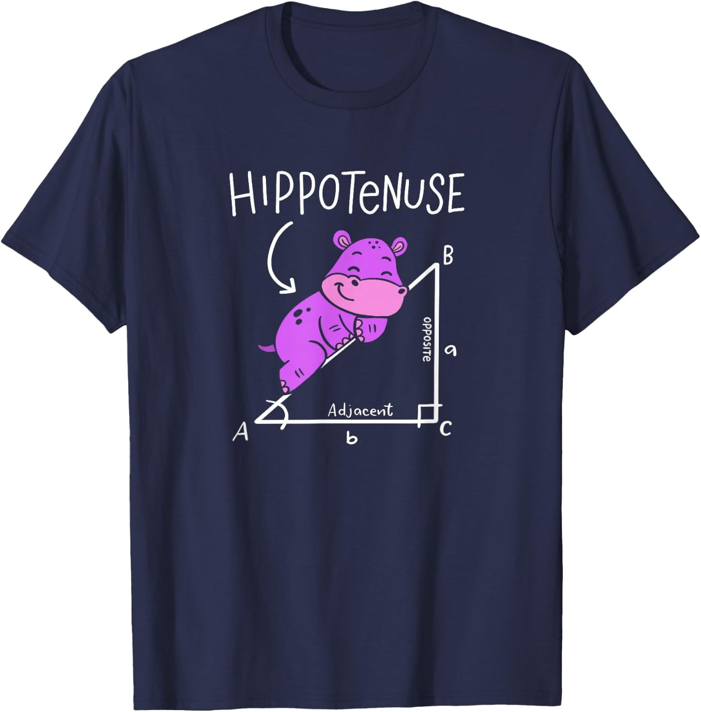 Hippopotamus Geometry Funny Math Lover Hypotenuse Costume T-Shirt - T-Shirt | Navy