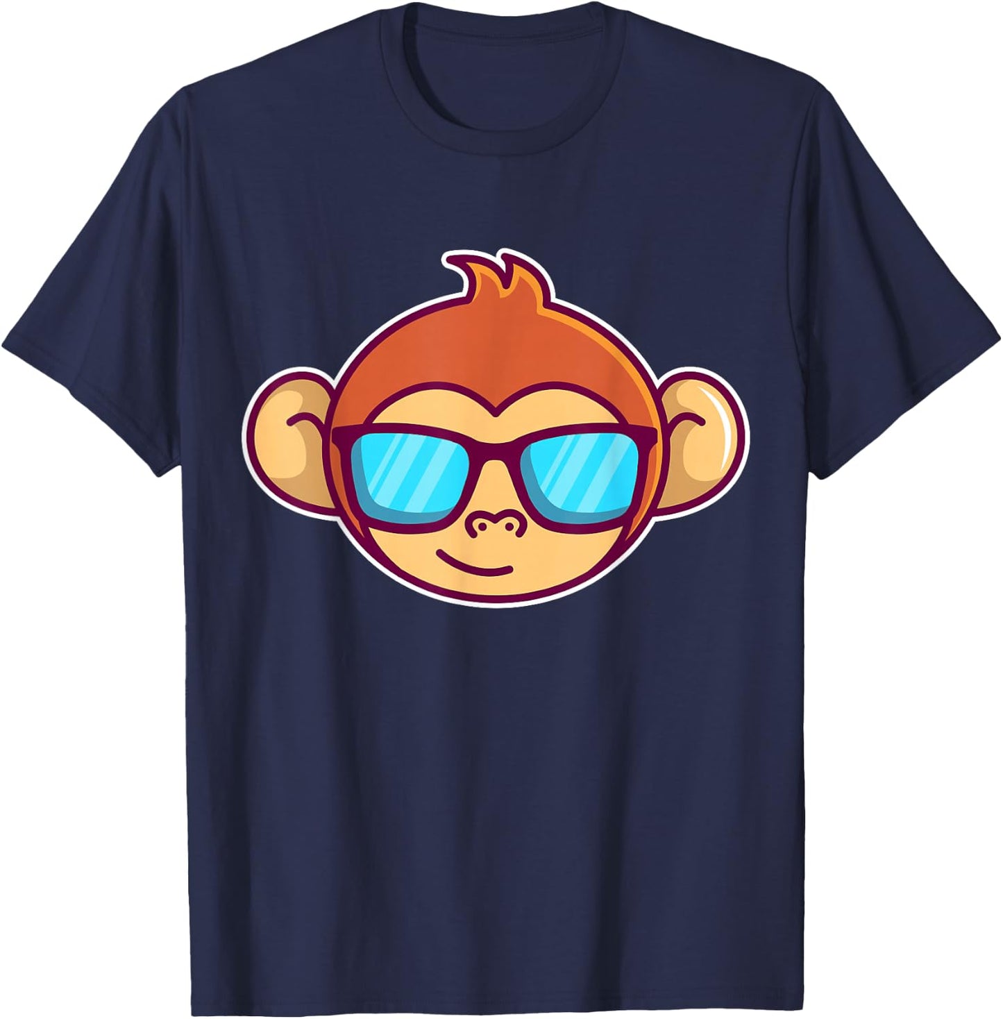 Cute Monkey With Sunglasses For Kids Who Love Monkeys T-Shirt - T-Shirt | Navy